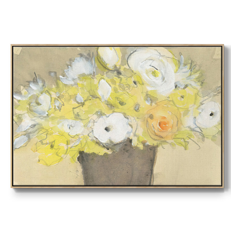 " Table Bouquet II " Painting Print, Natural Wood Framed Canvas, 25" H x 37" W x 2" D