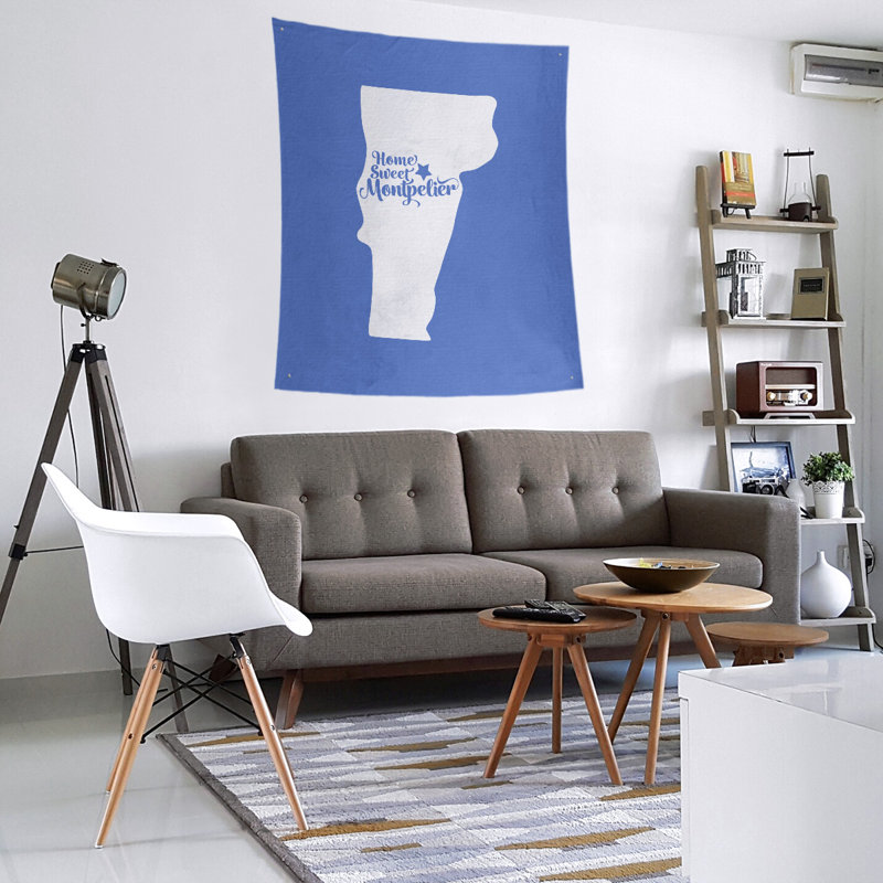 Tapisserie murale Montpelier Vermont, H 27,5 po x l 37,5 po, Bleu