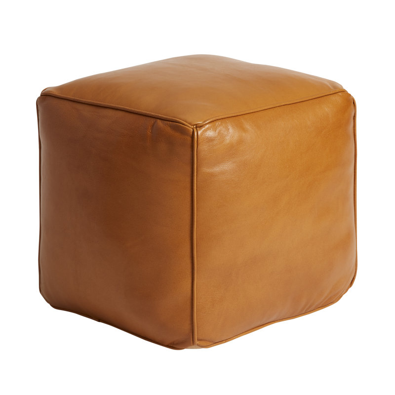 Kopia 45cm Wide Rectangle Solid Colour Pouffe Ottoman, Cognac