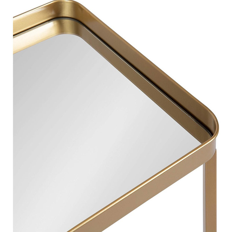 Table d'appoint moderne à plateau rectangulaire en miroir, or, table de bout rectangulaire pliable pour le rangement et la présentation