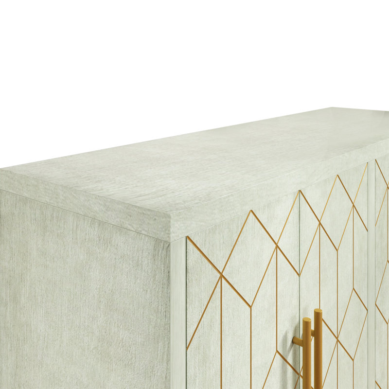 Buffet 4 portes avec bordure dorée, vert, Vert