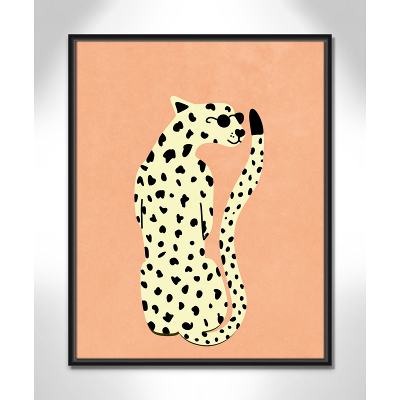 Motif de guépard «Cool» par Oltmanns, Framed Canvas, L 23,5 po x H 29,5 po, Black Floater