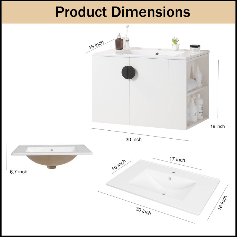 Meuble-lavabo simple avec plateau 29,90 Rhyse, Blanc