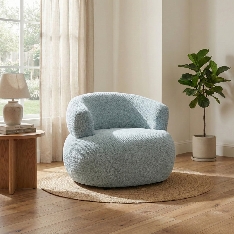 Upholstered Soft Touch Textured Club Chair, Teal