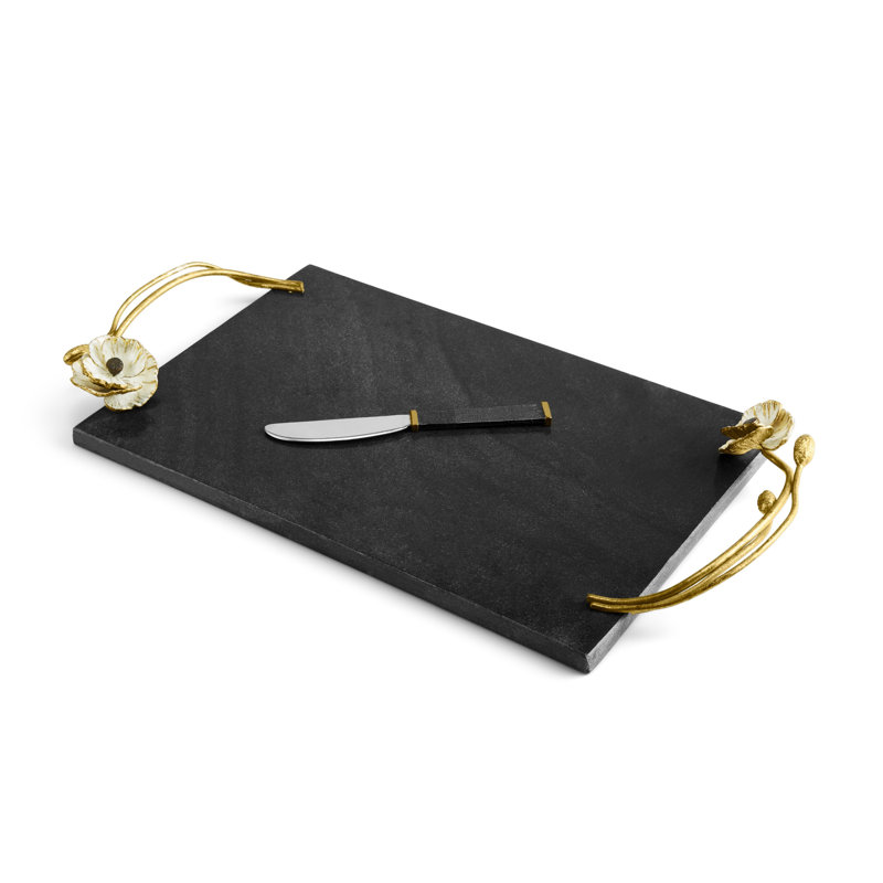 Anemone Cheese Board with Knife, 2"H x 10"W x 18.5"L