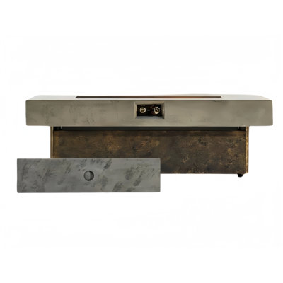 50,000 Btu Rectangular Iron Propane Gas Outdoor Fire Pit In Brown And Gray,Three Height Options