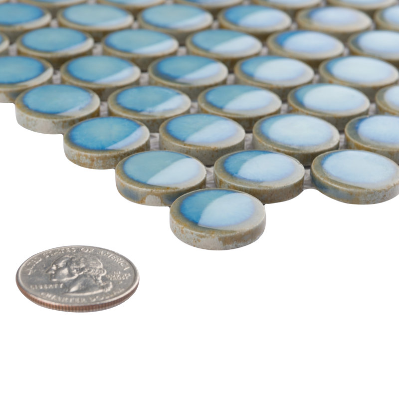 Hudson Penny Round .80" x .80" Porcelain Penny Round Mosaic Wall & Floor Tile, Marine