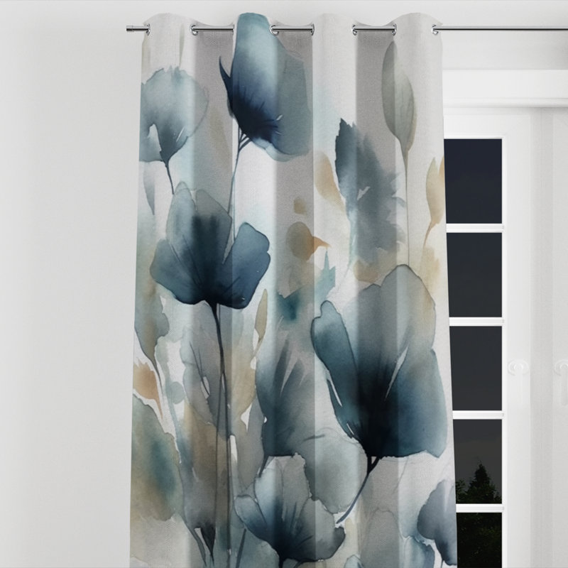Analina - Traditional Blackout Grommet Curtain - 1 panel, 52" W x 84" L, Silver Grommets