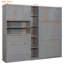 Lit escamotable avec rangement et armoire de rangement moderne en bois aggloméré gris pour la maison