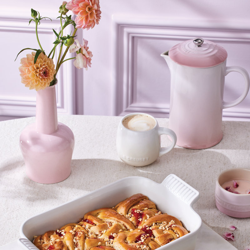 Le Creuset Stoneware Cafetiere with Metal Press, Shell Pink