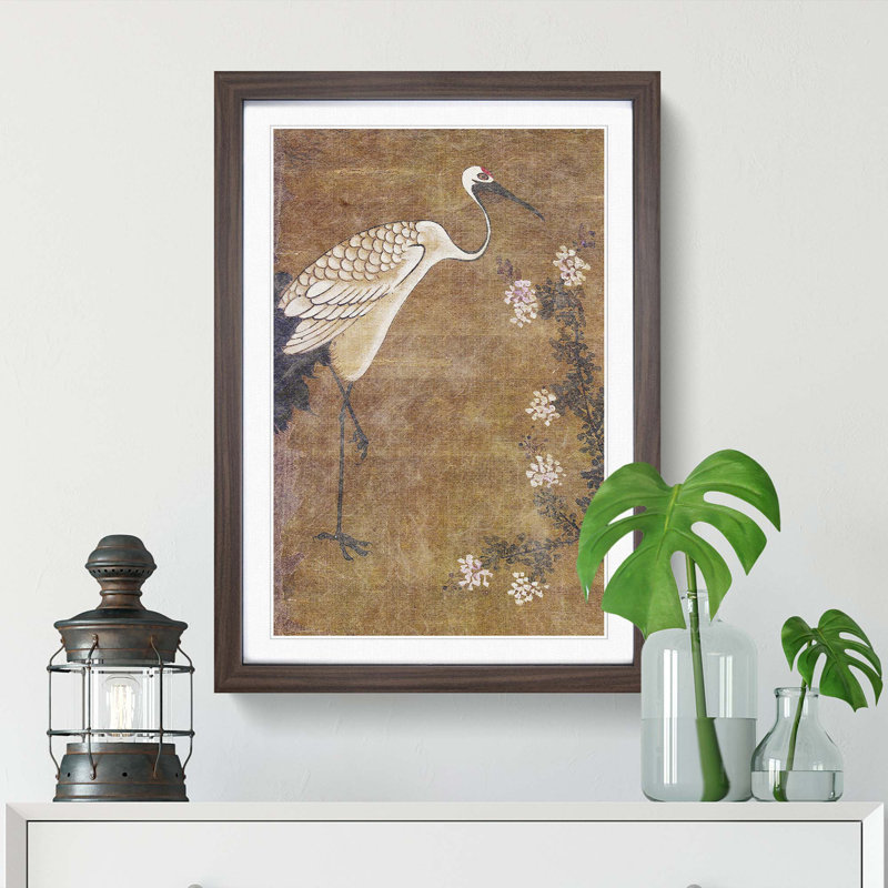 Stork by Tang Yin - Framed Print, 36cm H x 27cm W x 2cm D, Walnut Framed