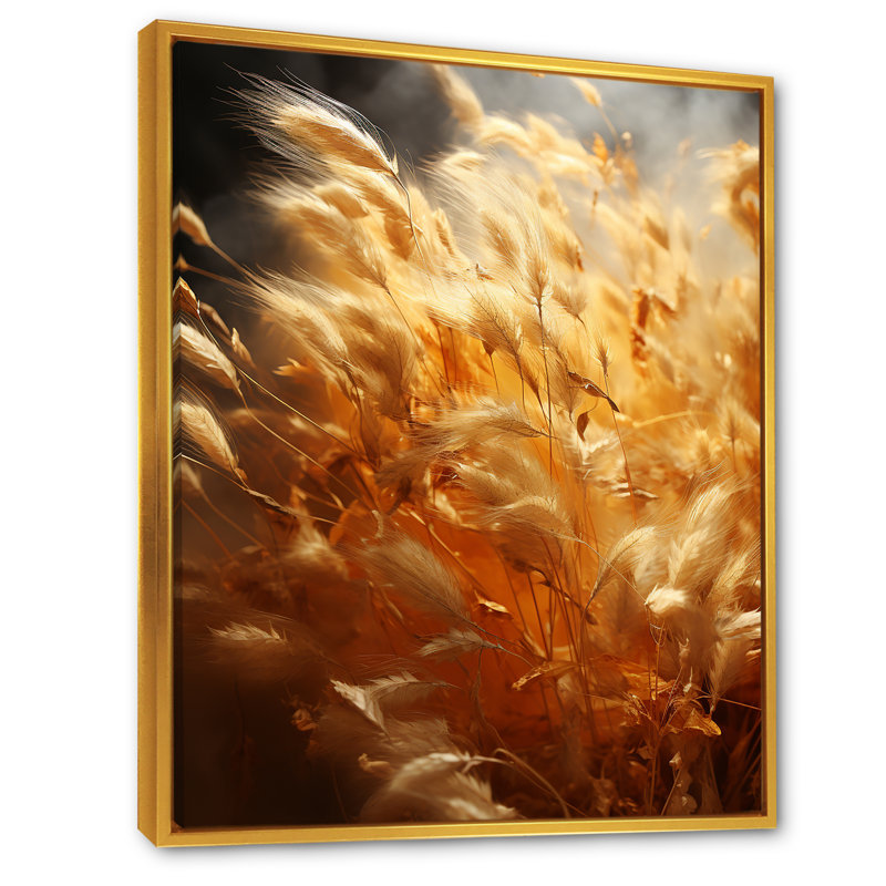 Golden Meadow Grass I, reproduction d'art sur toile, Cadre flottant doré, H 32 po x l 16 po x P 1 po