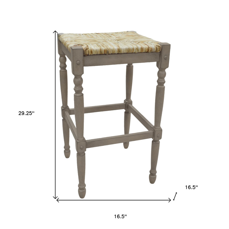 Chaise de bar 29 po en bois massif naturel et gris sans dossier