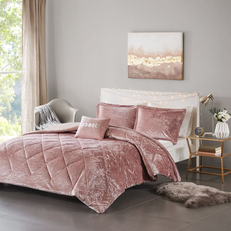 Ensemble de housse de couette en velours avec coussin décoratif