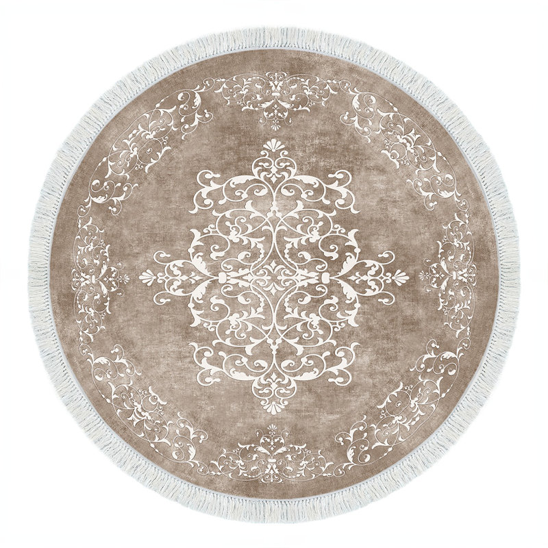 Premium Non-Slip Carpet (5.2 x 5.2 ft), Beige & White, 100% Polyester | 0.1 in Sponge Height, 0.2 in Base Height, 0.3 in Total Height | Machine Washable at 86°F, Durable & Stylish for Home Décor