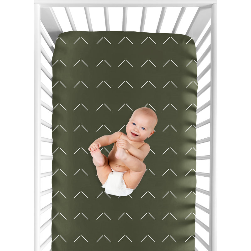 Drap-housse pour lit de bébé Diamond, Blanc cassé / vert forêt
