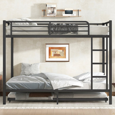 Full Over Full Metal Bunk Bed With Twin Size Trundle