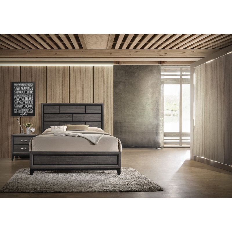 Ensemble de chambre à coucher à panneaux Yadier 3-3_Aubrey, Double, gris