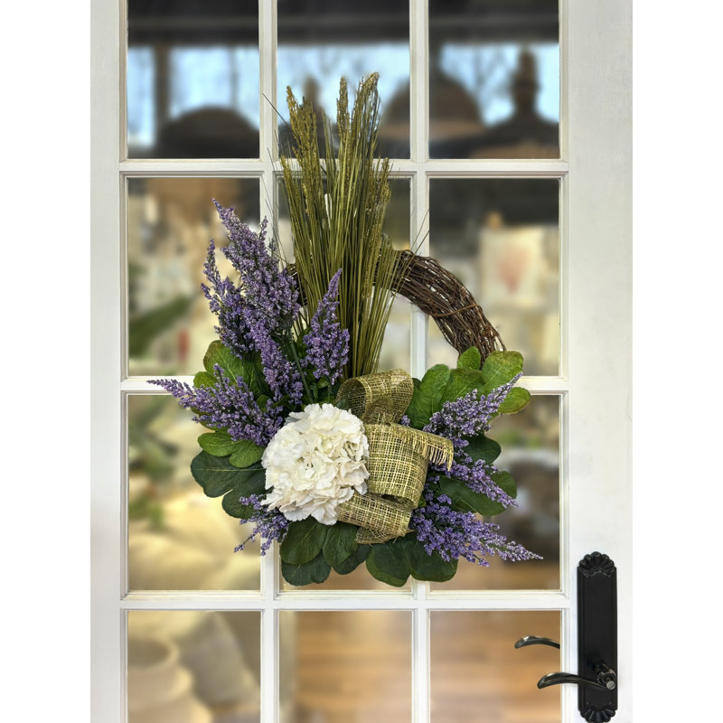 Grapevine Wreath With Hydrangea, Heather And Grass