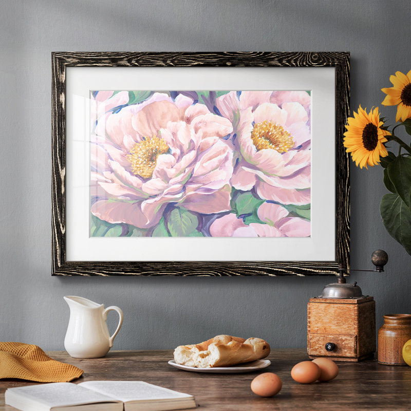 Pivoines en fleurs II, impression sur papier, H 26 po x l 38 po, Noir