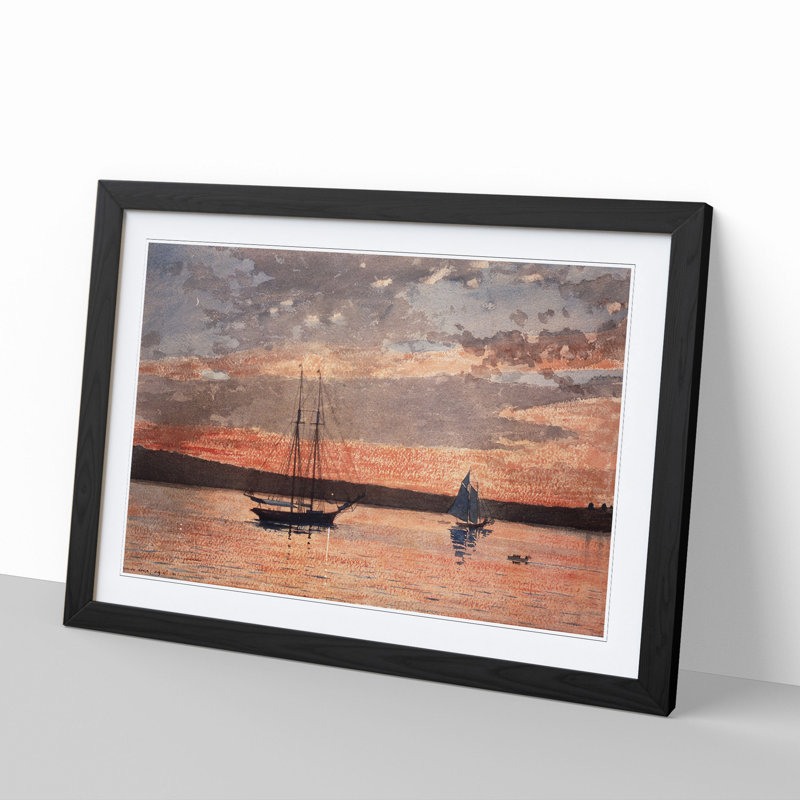 Sunset at Gloucester by Winslow Homer - Framed Print, 27cm H x 36cm W x 2cm D, Black Framed