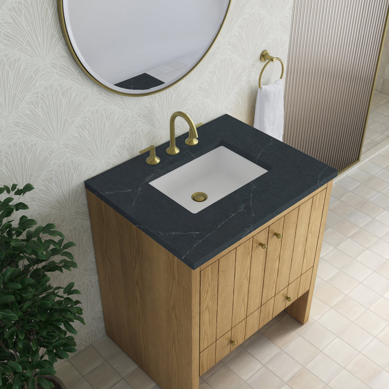 Hudson 30" W Single Vanity Base, Honey Oak