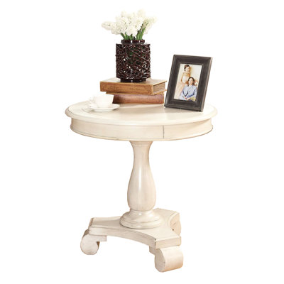 Table d'appoint classique - 26 po de diamètre, piédestal en bois massif x 26,5 po, pratique et élégante