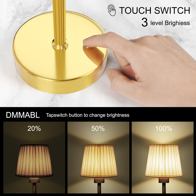 Modern Table Lamp Bedside Standard Dimmable Rechargeable 5000mah Battery Operated Touch Control 