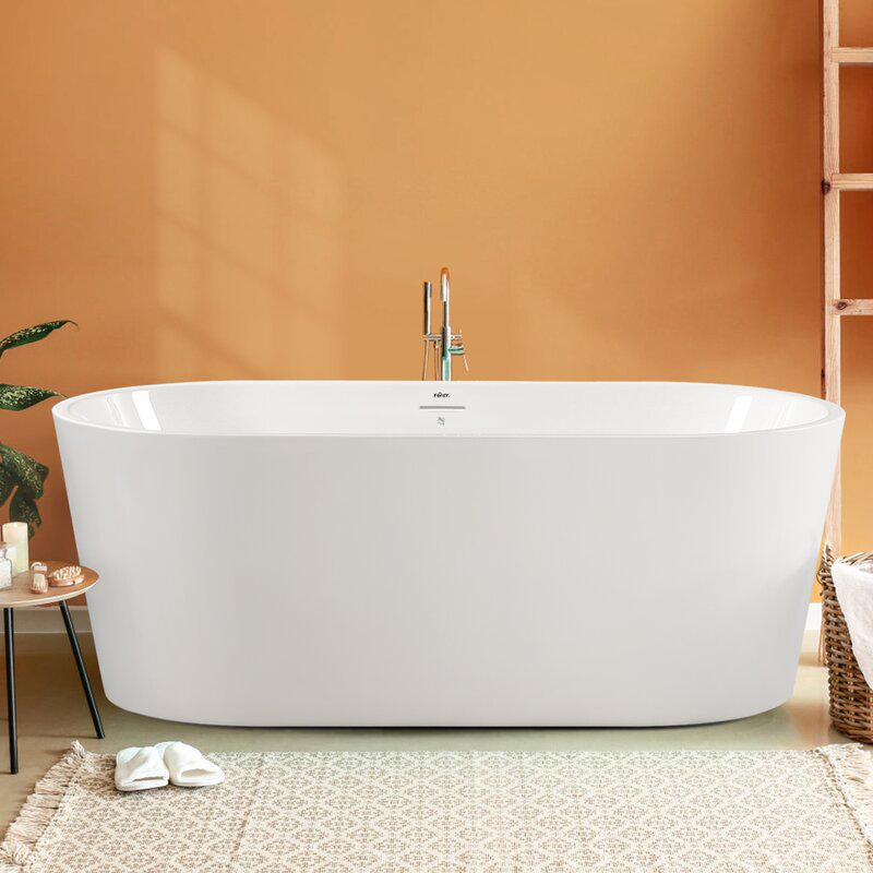 Baignoire autoportante en acrylique avec drain chromé 59 po. Palawan