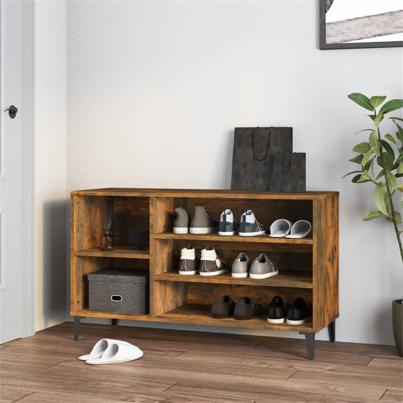 Behruz 11 Pair Shoe Storage Cabinet, Brown, white and pink