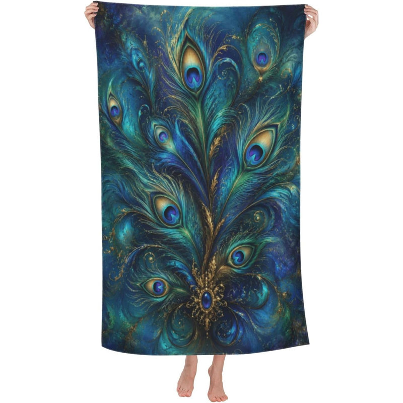 Serviette de plage en microfibre Peacock Feathers