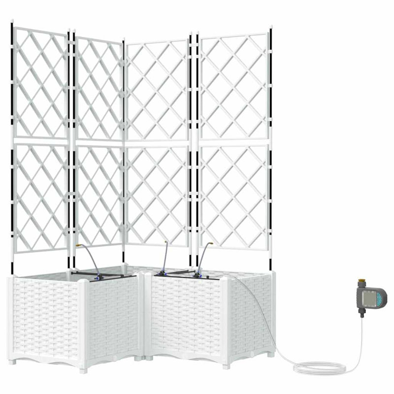 Garden Planters White 142 Cm Steel, White, 142cmH x 80cmW x 80cmD