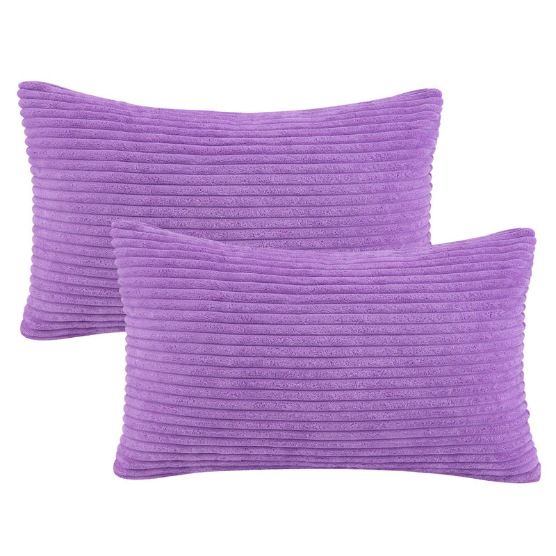 Coussin décoratif en velours côtelé rayé, coussin décoratif texturé de couleur unie, Rectangle 12"H x 20"W, Orange