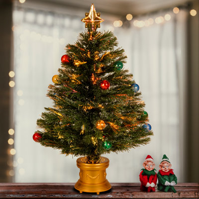 Fiber Optic Fireworks Tree with Ball Ornaments