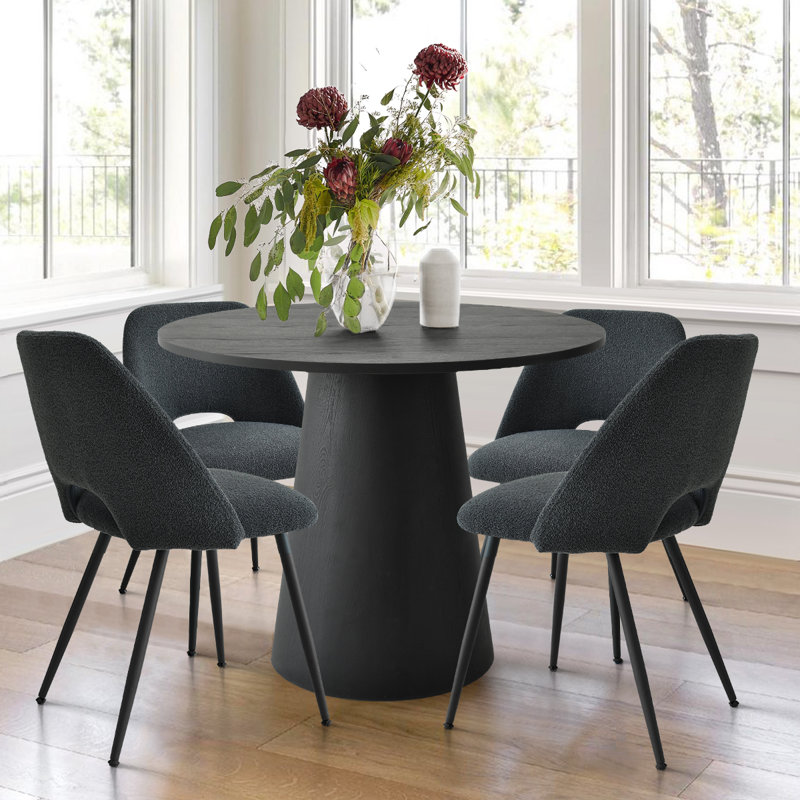 Ensemble repas pour 4 personnes Caetano, Gris foncé, Noir