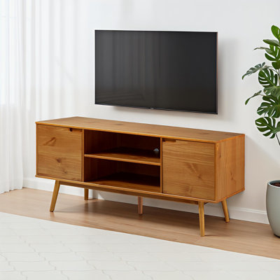 Meuble télé en bois massif à 2 portes pour téléviseur de 75 po ou moins Griffing