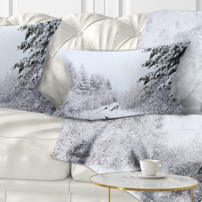 Oreiller en paysage de forêt frosted, 12 po x 20 po, Coussin lombaire