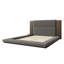 Floor Upholstered Platform Bed With Extended Wood Headboard & Bedside Shelf-669774693-669774694