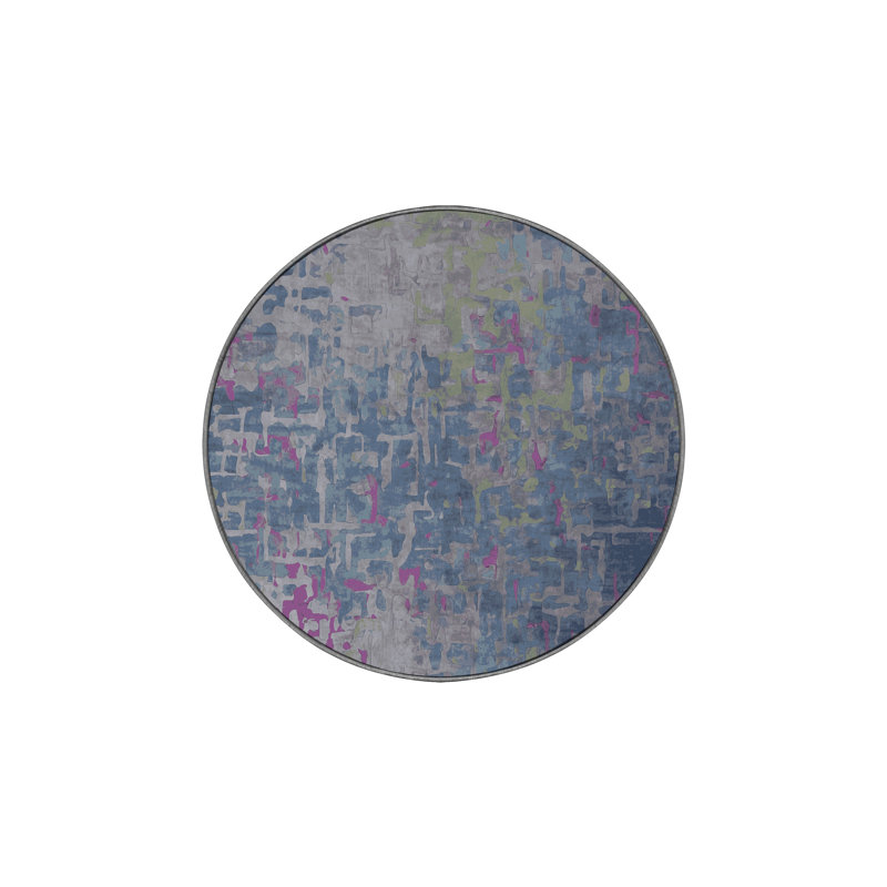 Tapis gris lavable à la machine, Rond 6 pi