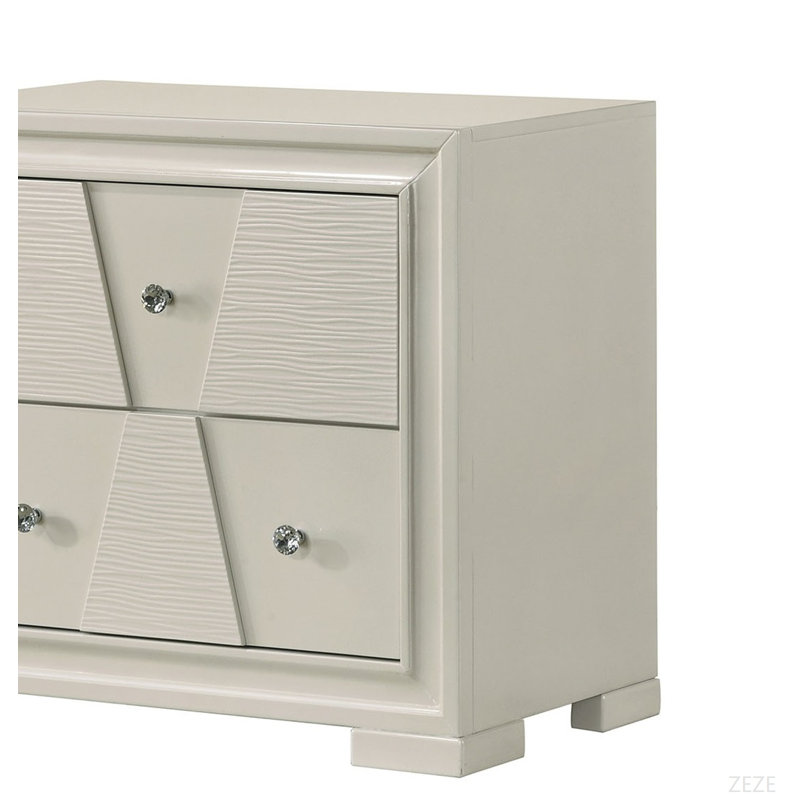 Mobilier de chambre à coucher avec pattes trapézoïdales texturées et table de chevet anglaise