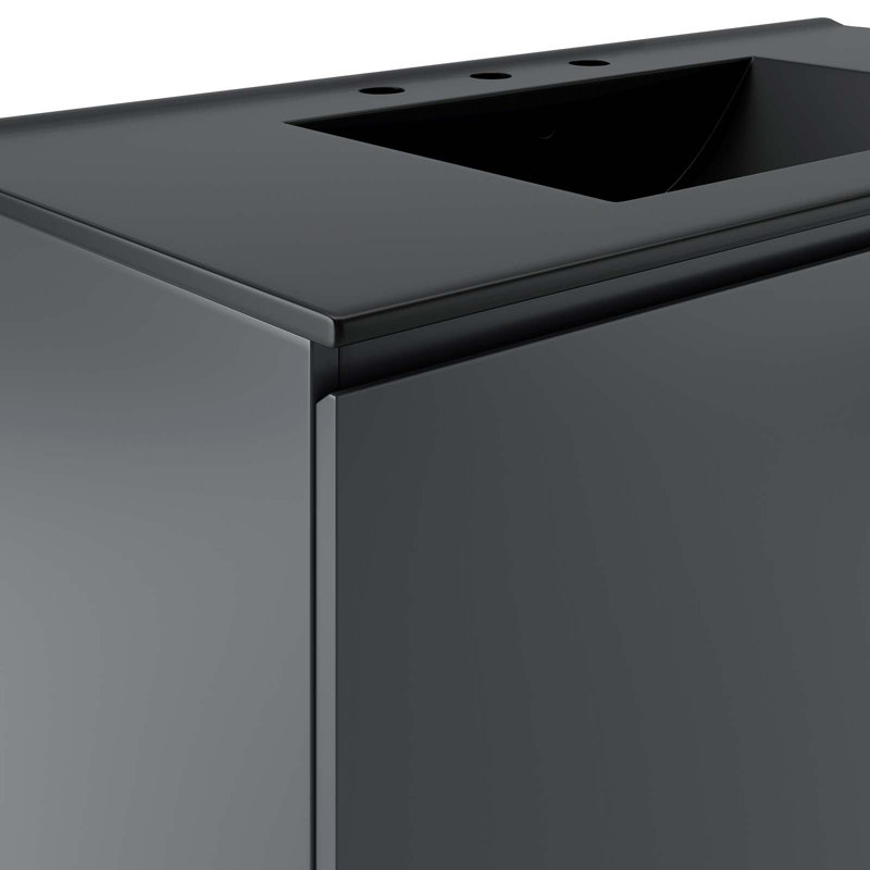 Modway Bryn 36" Wall-Mount Bathroom Vanity, Gray, Black