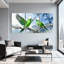 «Birds Green Birds on Snowy Branch», ensemble de 3 impressions sur toile-832430844
