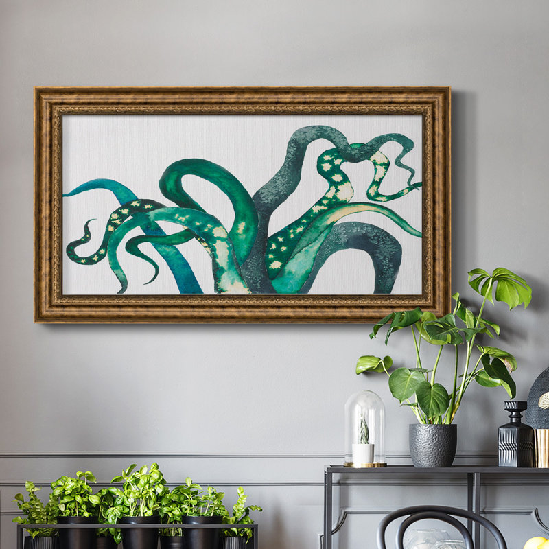 Octo Legs - Reproduction de photo sur toile, H 29 po x l 53 po x P 1 po, Noir avec cadre argenté