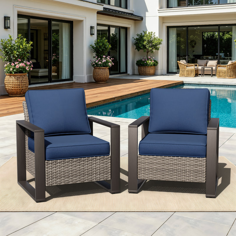 Suilmann Outdoor Lounge Chair, Bleu, Gris