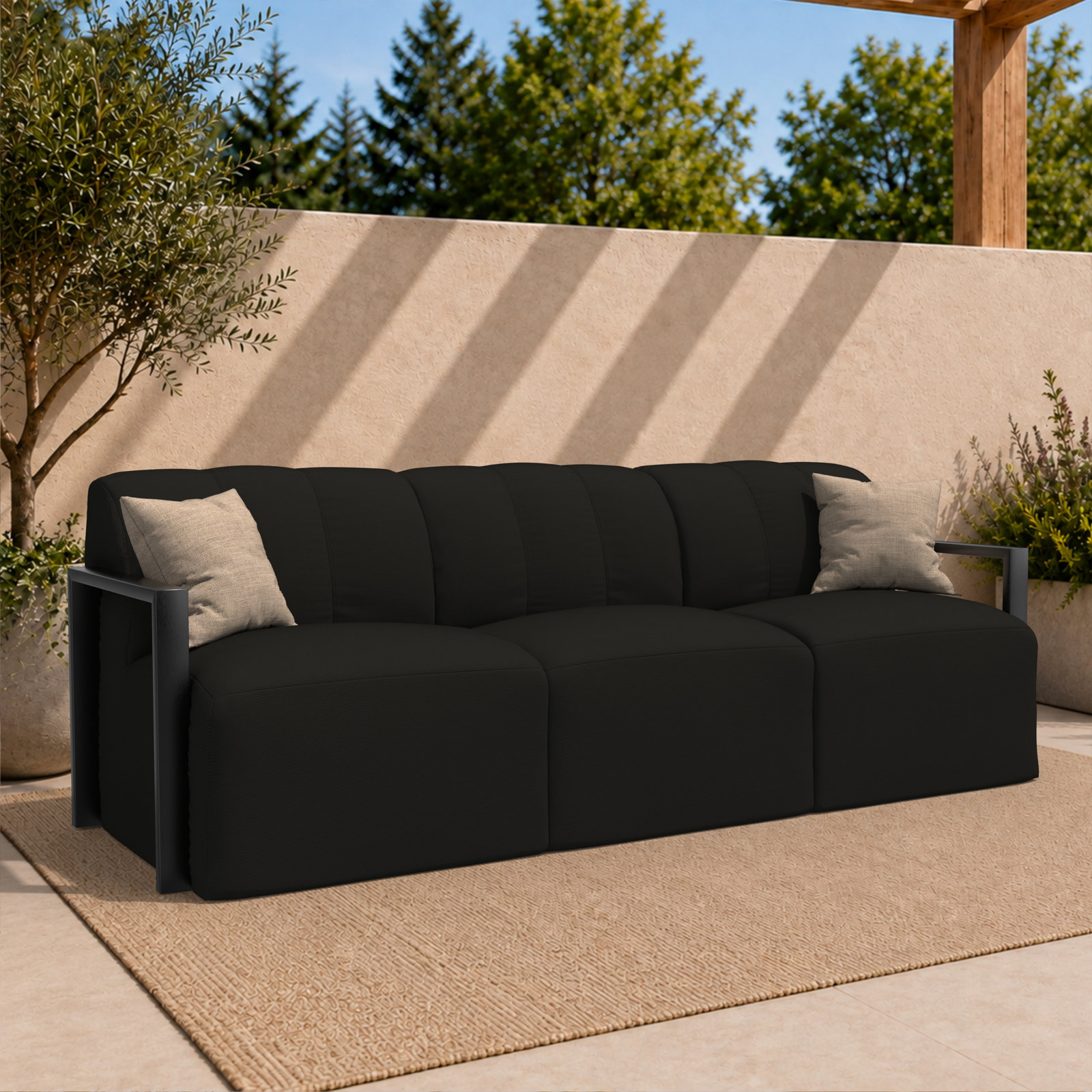 Rosalie 90" Sunbrella® Patio Sofa, Sunbrella® Canvas Black