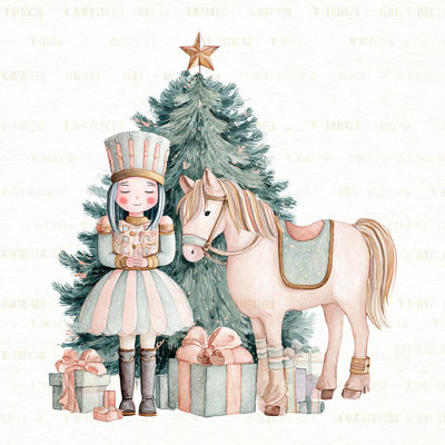 Casse-noisette, fille avec des cadeaux, art mural sur toile