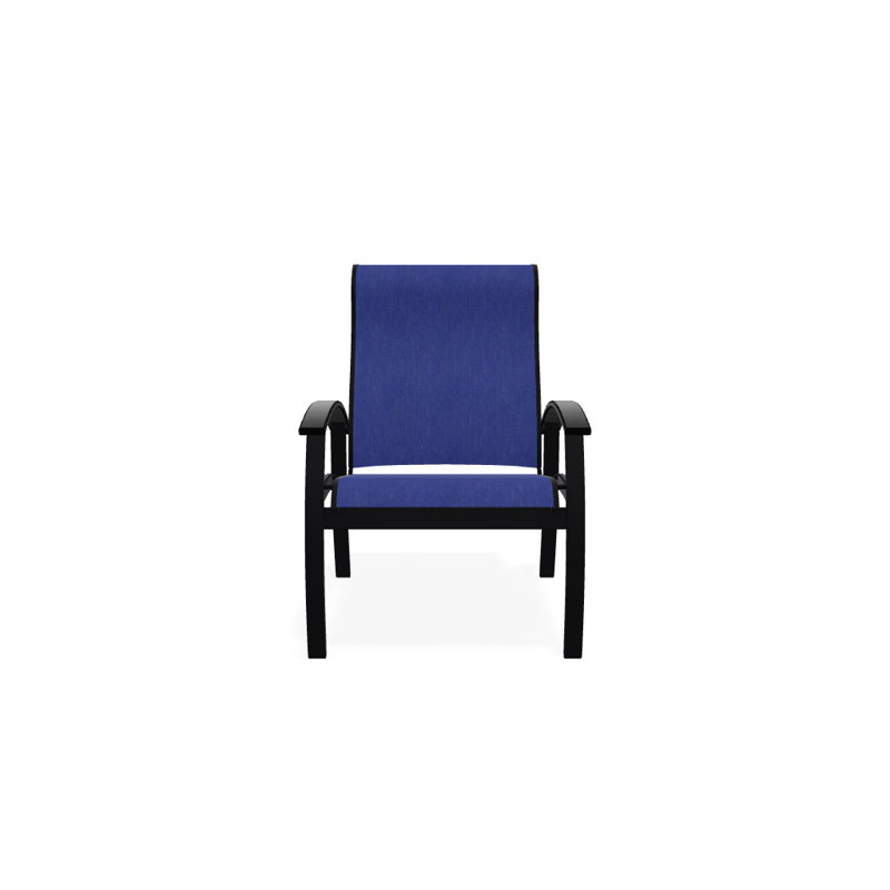 Chaise de patio Askar, Atlantis bleu royal Sunbrella®, Noir, Noir texturé