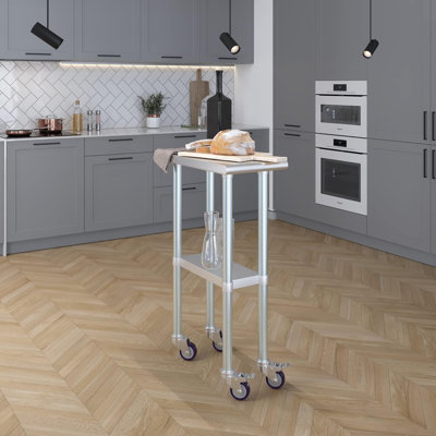 Table en acier inoxydable avec roulettes