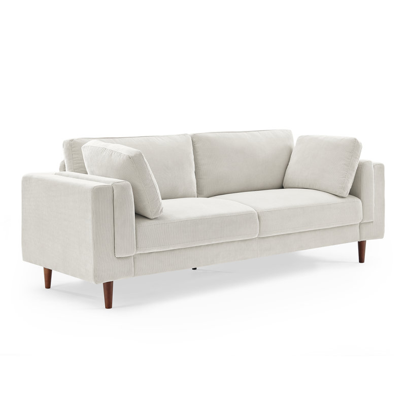 Kraz 215.9Cm Square Arms Sofa, Beige Corduroy