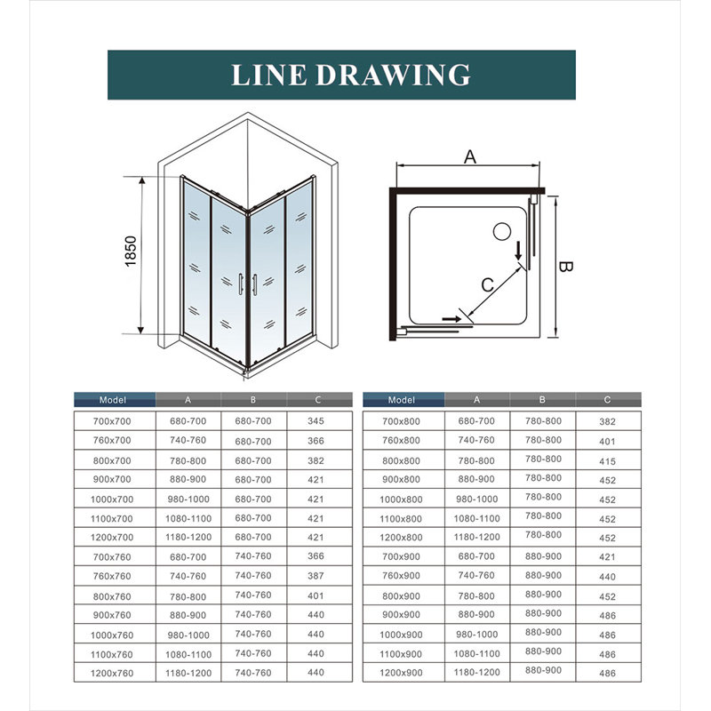 Adelene 700x700x1850mm Chrome Corner Entry Shower Enclosure